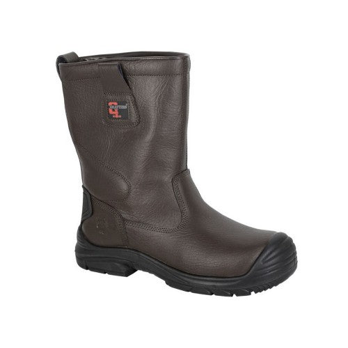 Front - Grafters Mens Action Leather Safety Extra Wide Rigger Boots