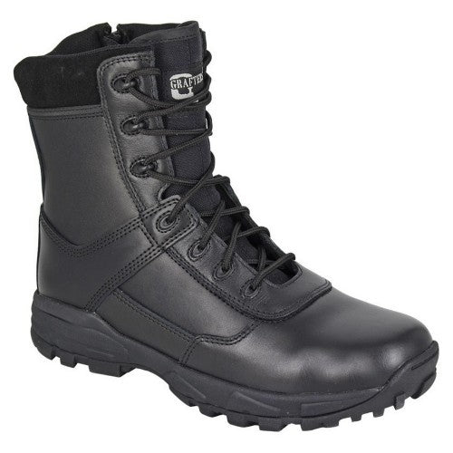 Front - Grafters Mens Tiger Leather Combat Boots