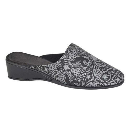 Front - Sleepers Womens/Ladies Priya Brocade Mule Slippers
