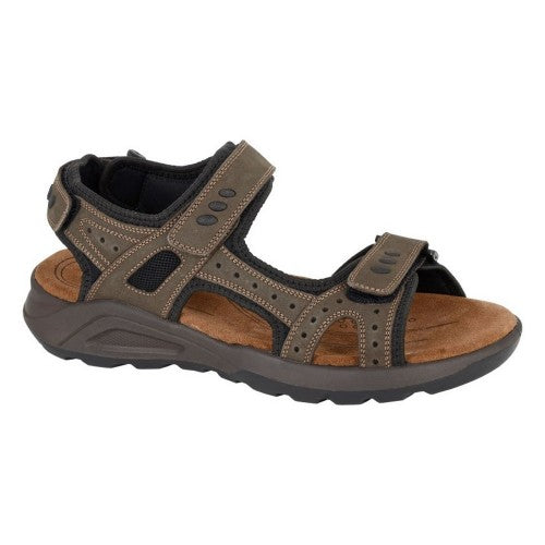 Front - Roamers Mens Leather Touch Fastening Sports Sandals