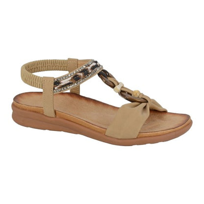 Front - Cipriata Womens/Ladies Jewelled Elastic Slingback Sandals