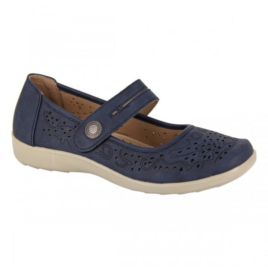Front - Boulevard Womens/Ladies Leather Mary Janes