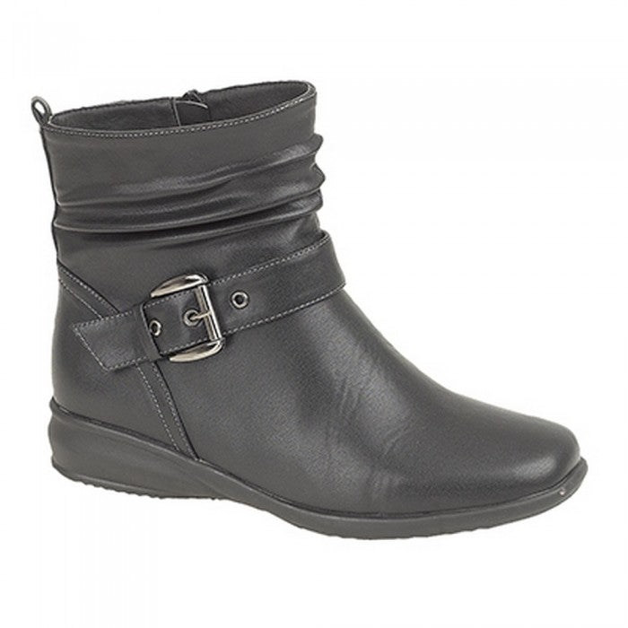 Front - Boulevard Womens/Ladies Ruched Inside Zip/Buckle Ankle Boots