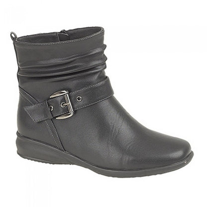 Front - Boulevard Womens/Ladies Ruched Inside Zip/Buckle Ankle Boots
