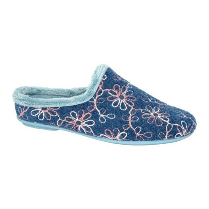Front - Sleepers Womens/Ladies Eloise Flower Mule Slippers
