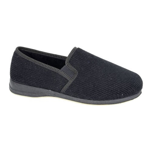 Front - Sleepers Mens Phil Cord Twin Gusset Slippers