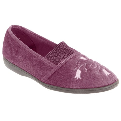 Front - Sleepers Womens/Ladies Inez Gusset Throat Patterned Slippers