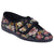 Front - Sleepers Womens/Ladies Wilma Touch Fastening V Opening Floral Casual Cotton Slippers
