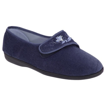 Front - Sleepers Womens/Ladies Jolene Touch Fastening Embroidered Slippers