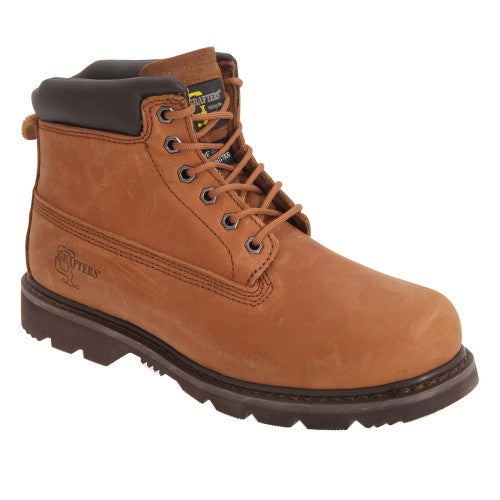 Front - Grafters Mens 6 Eye Padded Leather Work Boots