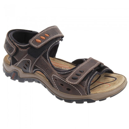 Front - IMAC Mens 3x Touch Fastening Waxy Leather Deluxe Sports Sandals