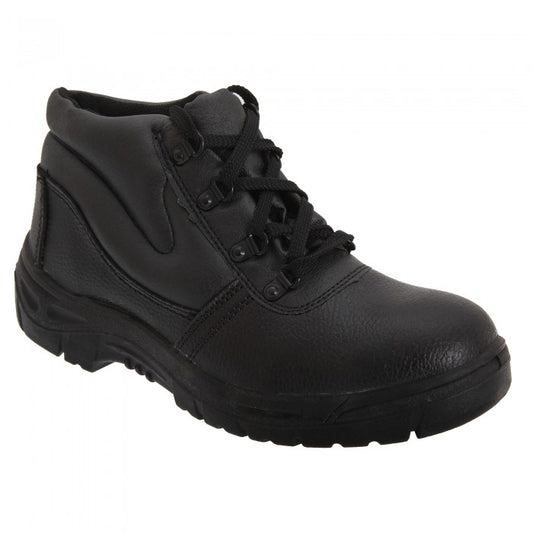 Front - Grafters Mens Grain Leather Padded Ankle Safety Toe Cap & Steel Midsole Boots