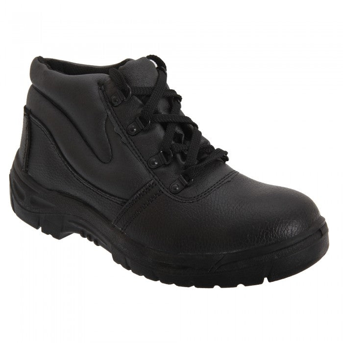Front - Grafters Mens Grain Leather Padded Ankle Safety Toe Cap & Steel Midsole Boots