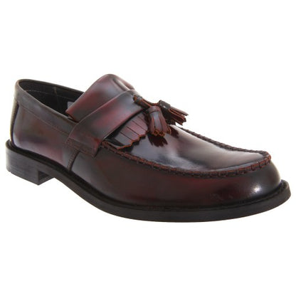Front - Roamers Mens Toggle Saddle Hi-Shine Leather Loafers