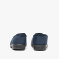 Navy Blue - Side - Zedzzz Mens Charles Herringbone Felt Gusset Slippers