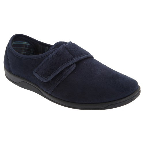 Front - Sleepers Mens Tom Imitation Suede Touch Fastening Slippers