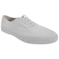 Front - Dek Adults Unisex Lace Up White Canvas Gym Plimsolls