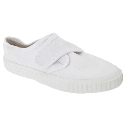 Front - Dek Kids Unisex Junior Touch Fastening White Canvas Plimsolls