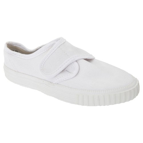 Front - Dek Kids Unisex Junior Touch Fastening White Canvas Plimsolls