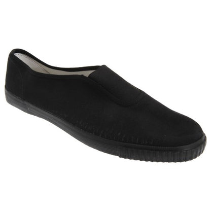 Front - Dek Adults Unisex Gusset Black Canvas Plimsolls