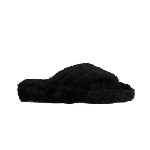 Front - Debenhams Womens/Ladies Crossover Fluffy Slippers