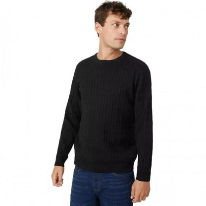 Front - Maine Mens Cable Cotton Crew Neck Sweatshirt