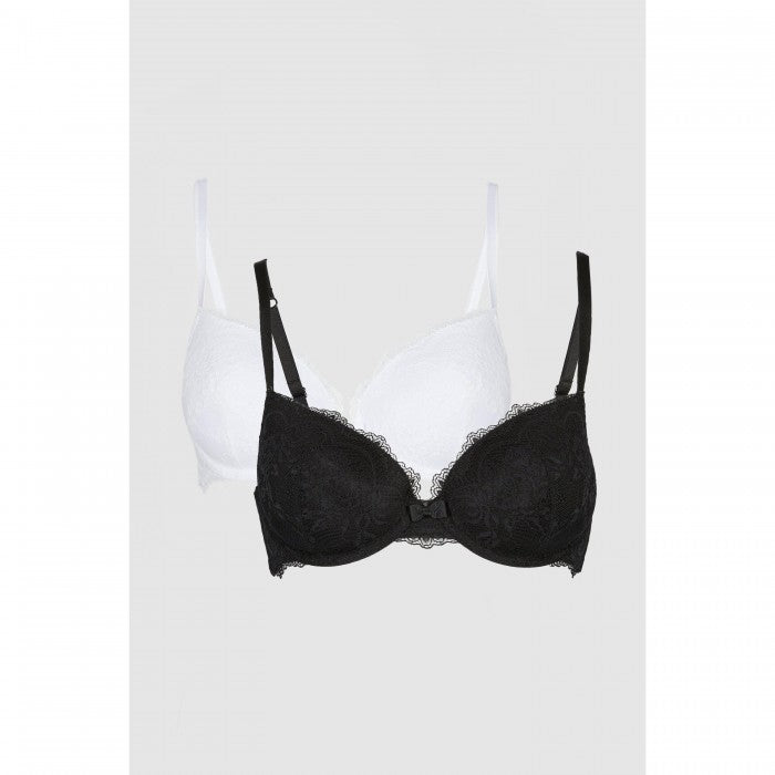 Front - Debenhams Womens/Ladies Lace Scalloped T-Shirt Bra (Pack of 2)
