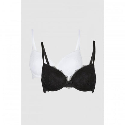 Front - Debenhams Womens/Ladies Lace Scalloped T-Shirt Bra (Pack of 2)