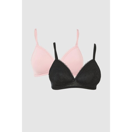 Front - Debenhams Womens/Ladies Sketchy Floral Non-Wired Bra (Pack of 2)