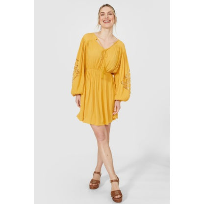 Front - Mantaray Womens/Ladies Lace Detail Long-Sleeved Dress