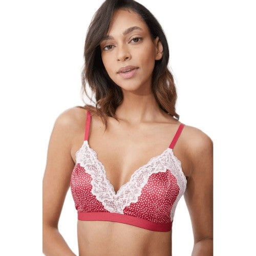 Front - Debenhams Womens/Ladies Spotted Satin Lace Detail Bralette