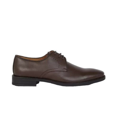 Front - Debenhams Mens Leather Punch Detail Derby Shoes