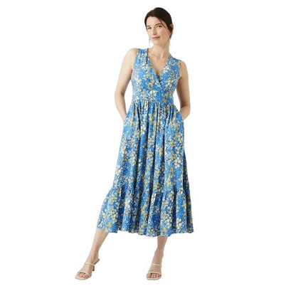 Front - Maine Womens/Ladies Floral V Neck Midi Dress