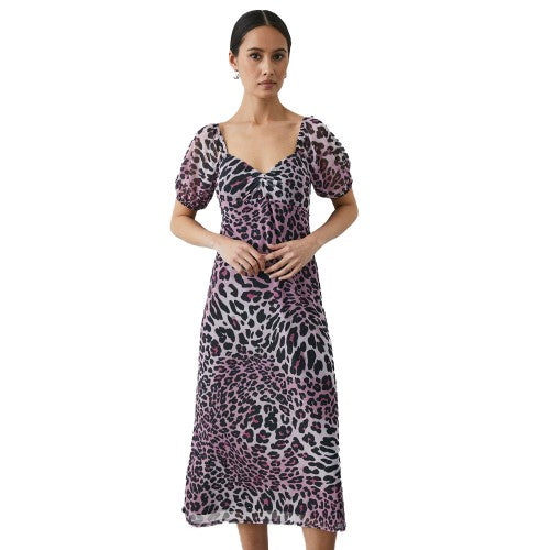 Front - Principles Womens/Ladies Leopard Print Mesh Sweetheart Midi Dress