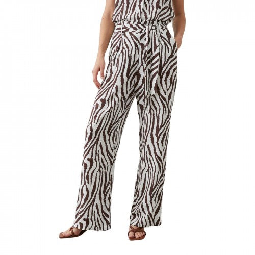 Front - Principles Womens/Ladies Zebra Print Belt Wide Leg Trousers