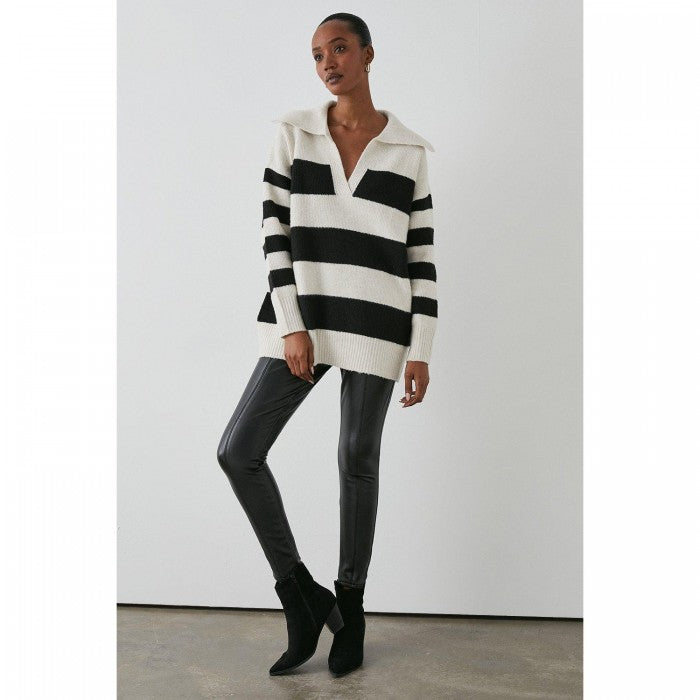 Front - Principles Womens/Ladies Striped Notch Neck Jumper