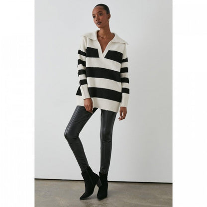 Front - Principles Womens/Ladies Striped Notch Neck Jumper