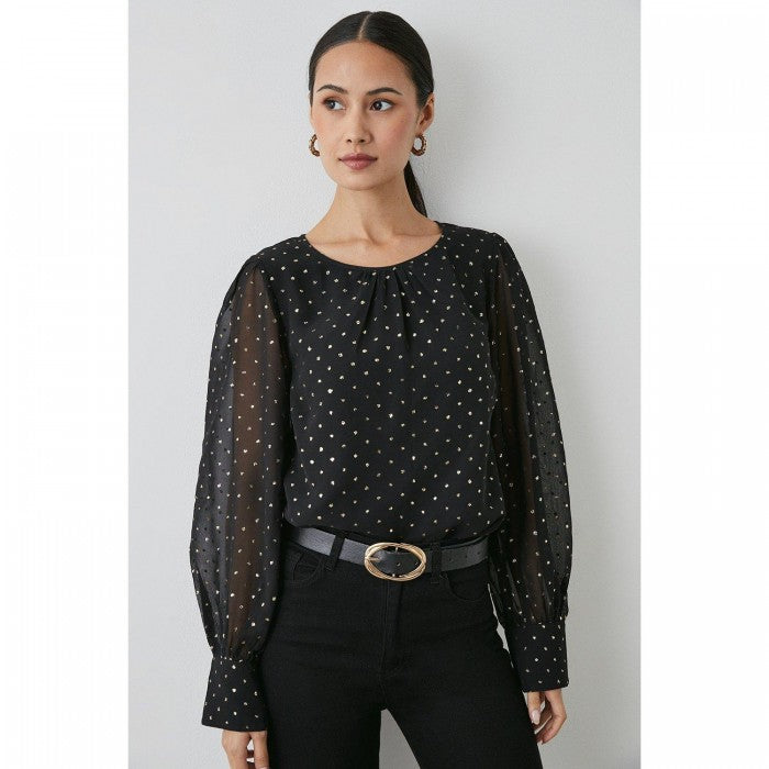 Front - Principles Womens/Ladies Spotted Chiffon Metallic Blouse