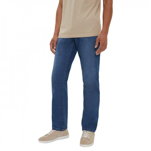 Front - Maine Mens Mid Wash Straight Leg Jeans