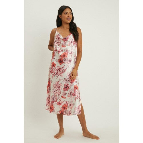Front - Debenhams Womens/Ladies Lily Bloom Cowl Neck Nightie