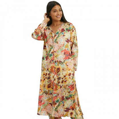 Front - Debenhams Womens/Ladies Autumn Garden Button-Down Robe