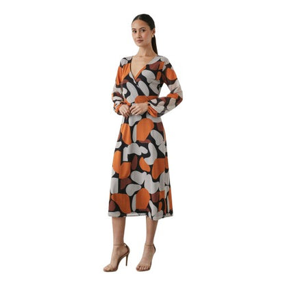 Front - Principles Womens/Ladies Abstract Mesh Wrap Midi Dress