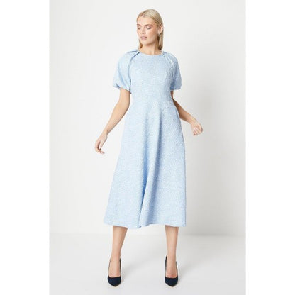 Front - Principles Womens/Ladies Jacquard Puff Sleeve Midi Dress