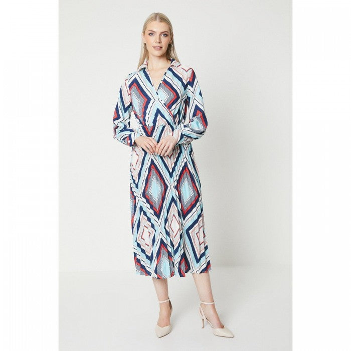 Front - Principles Womens/Ladies Geometric Pleated Midi Dress
