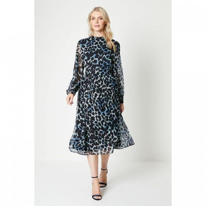 Front - Principles Womens/Ladies Leopard Print Pleated Midi Dress
