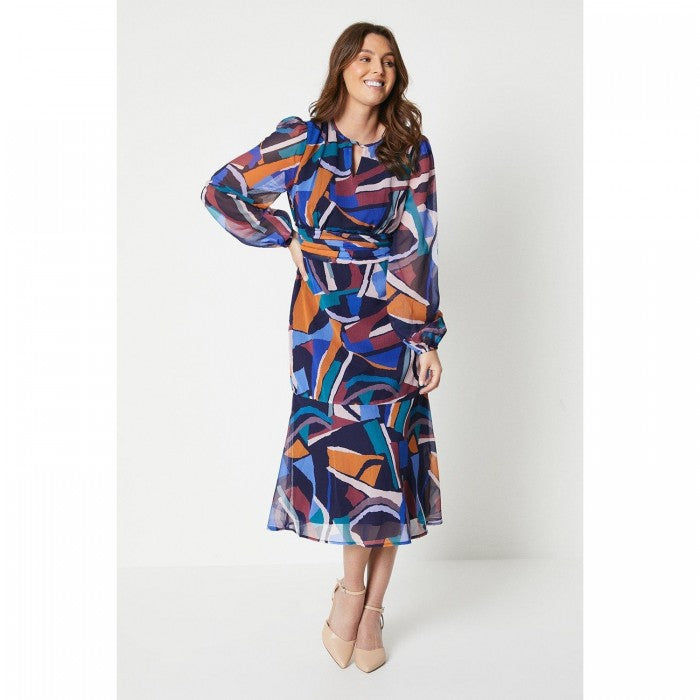 Front - Principles Womens/Ladies Abstract Keyhole Midi Dress