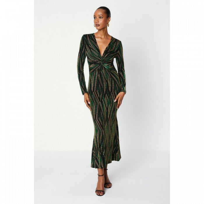 Front - Principles Womens/Ladies Glitter Jersey Twisted Midi Dress