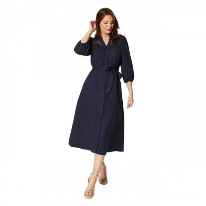 Front - Principles Womens/Ladies Lace Yoke Belt Midi Dress