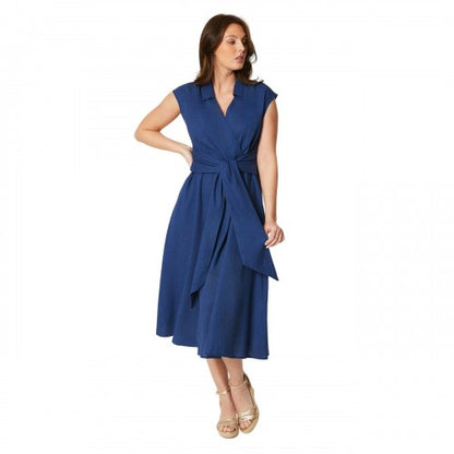 Front - Principles Womens/Ladies Belted Linen Blend Midi Dress
