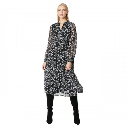 Front - Principles Womens/Ladies Floral Contrast Collar Midi Dress